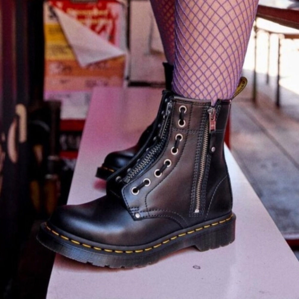 Dr.Martens 1460 Twin zip leather lace up boots size 6 - Picture 2 of 14